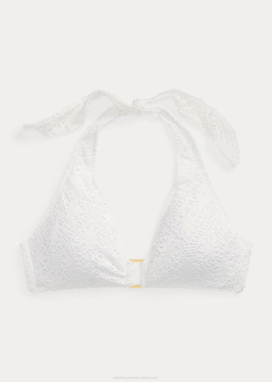 hvid Kvinder Ralph Lauren hæklet ring-front halter bikini top Z426B9457