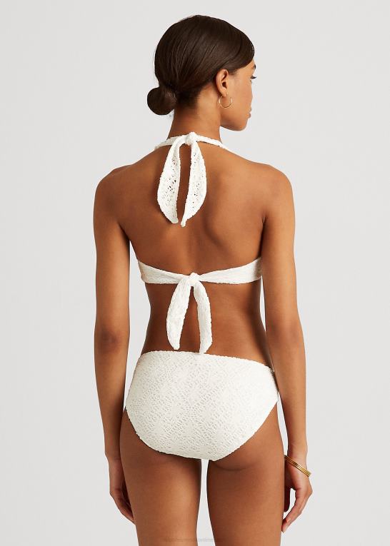 hvid Kvinder Ralph Lauren hæklet ring-front halter bikini top Z426B9457