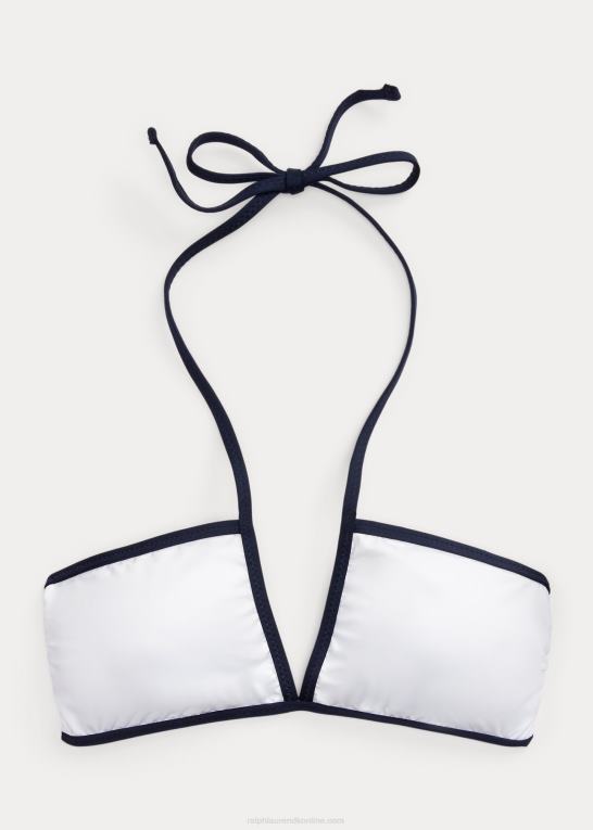hvid Kvinder Ralph Lauren tofarvet bikinitop med v-hals Z426B3302