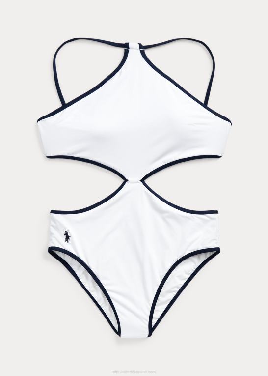 hvid Kvinder Ralph Lauren tofarvet højhalset i ét stykke Z426B3301