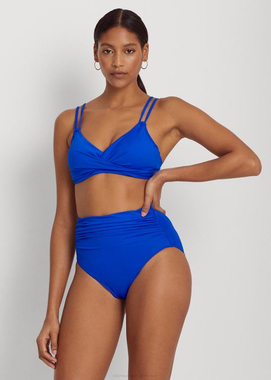 kongeblå Kvinder Ralph Lauren højtaljet rynket bikiniunderdel Z426B4143