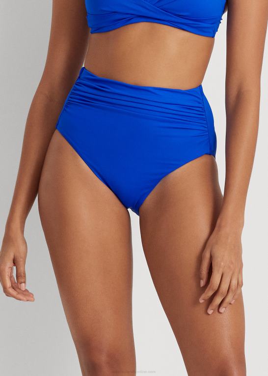 kongeblå Kvinder Ralph Lauren højtaljet rynket bikiniunderdel Z426B4143