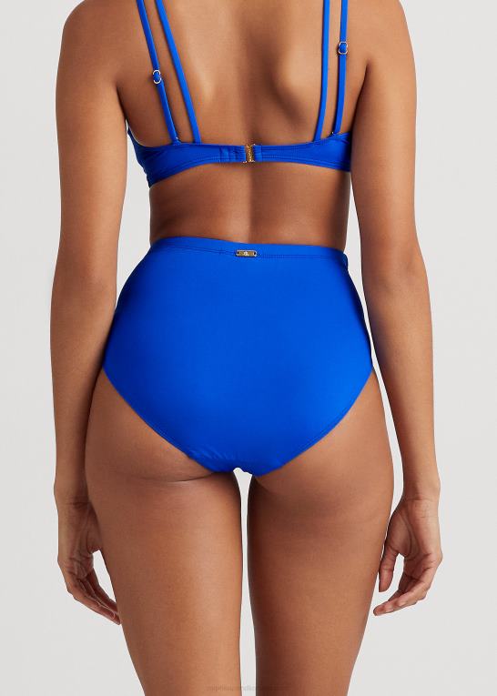 kongeblå Kvinder Ralph Lauren højtaljet rynket bikiniunderdel Z426B4143
