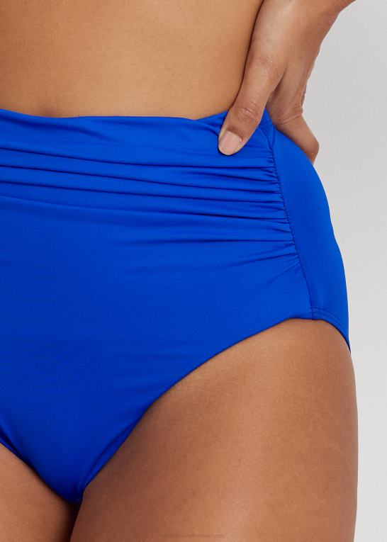 kongeblå Kvinder Ralph Lauren højtaljet rynket bikiniunderdel Z426B4143