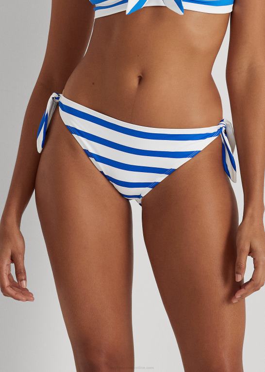 kongeblå/hvid Kvinder Ralph Lauren stribet hipster bikiniunderdel med bindebånd Z426B4162