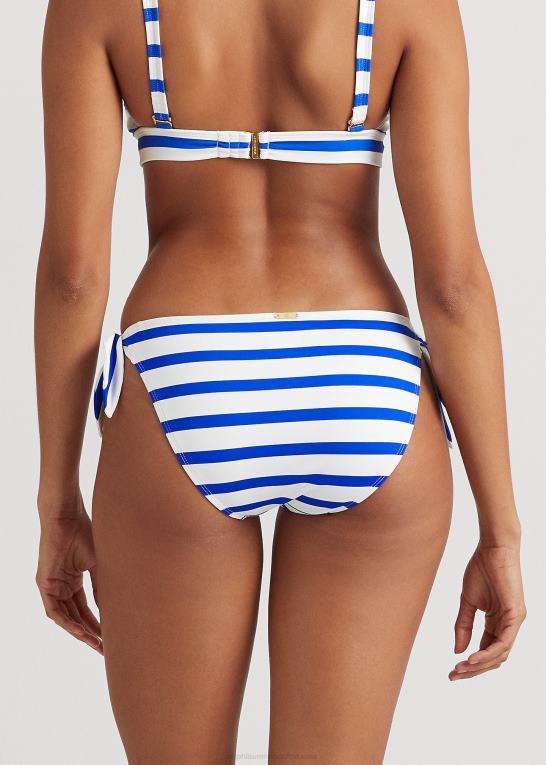 kongeblå/hvid Kvinder Ralph Lauren stribet hipster bikiniunderdel med bindebånd Z426B4162