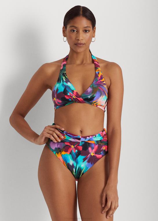 multi Kvinder Ralph Lauren blomstret højtaljet bikiniunderdel Z426B9437