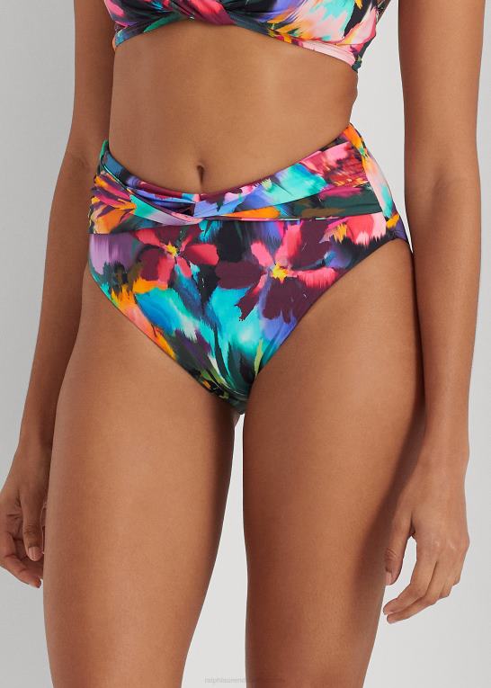 multi Kvinder Ralph Lauren blomstret højtaljet bikiniunderdel Z426B9437