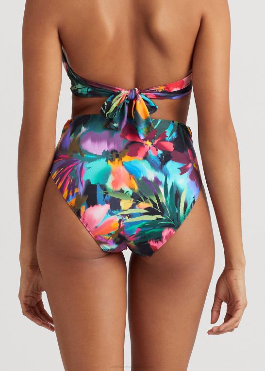 multi Kvinder Ralph Lauren blomstret højtaljet bikiniunderdel Z426B9437