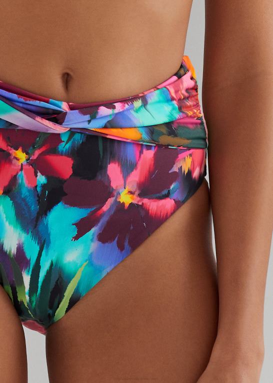 multi Kvinder Ralph Lauren blomstret højtaljet bikiniunderdel Z426B9437