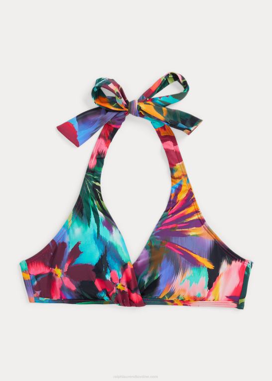 multi Kvinder Ralph Lauren blomstret twist-front grime bikini top Z426B9433