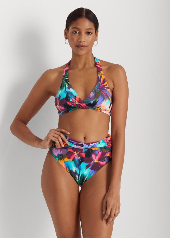 multi Kvinder Ralph Lauren blomstret twist-front grime bikini top Z426B9433