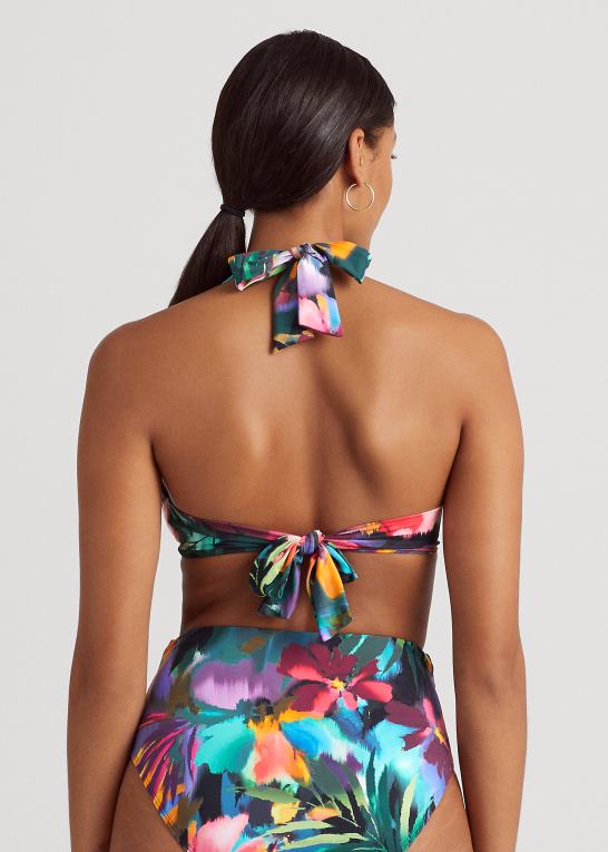 multi Kvinder Ralph Lauren blomstret twist-front grime bikini top Z426B9433