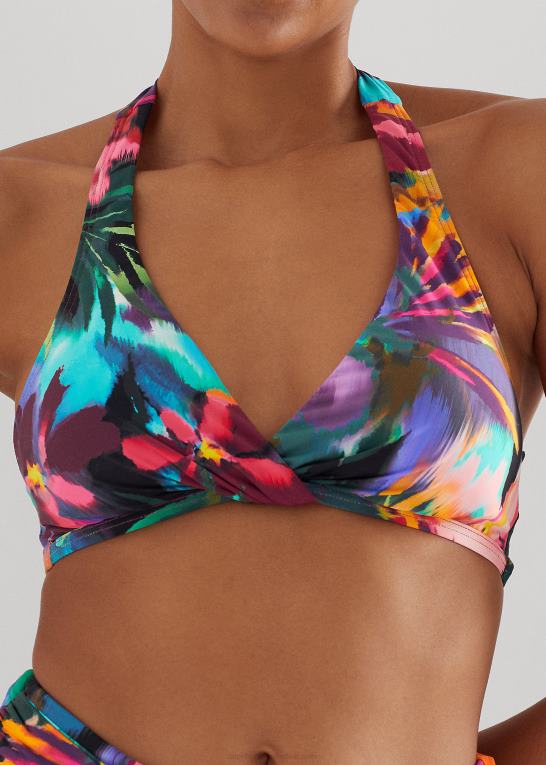 multi Kvinder Ralph Lauren blomstret twist-front grime bikini top Z426B9433