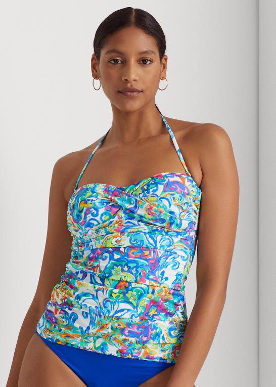 multi Kvinder Ralph Lauren paisley twist-front bandeau tankini Z426B4164
