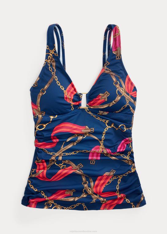 multi Kvinder Ralph Lauren print rynket ring-front tankini Z426B9455