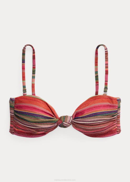 multi Kvinder Ralph Lauren stribet bikinitop med knude foran Z426B3139