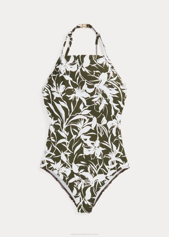 oliven Kvinder Ralph Lauren blomstret højhalset onepiece Z426B9440