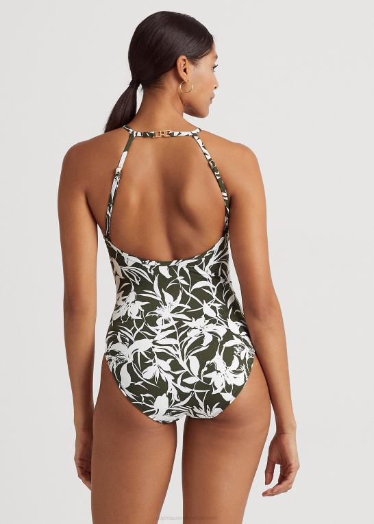 oliven Kvinder Ralph Lauren blomstret højhalset onepiece Z426B9440