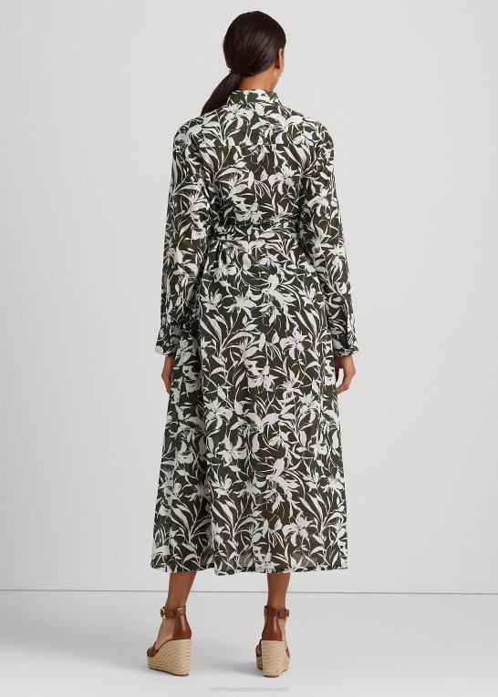 oliven Kvinder Ralph Lauren blomstret midi-skjortekjole i bomuld Z426B9439