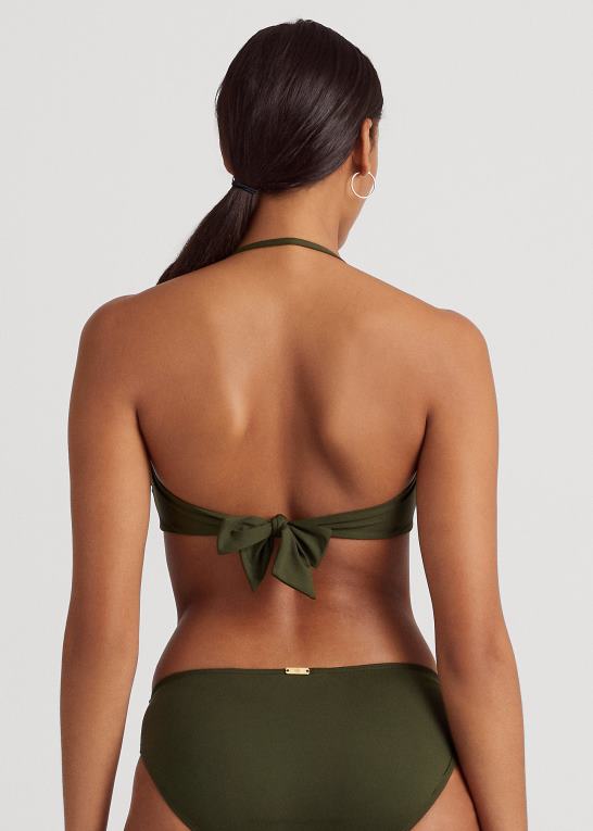 oliven Kvinder Ralph Lauren ring-front bandeau bikini top Z426B9441