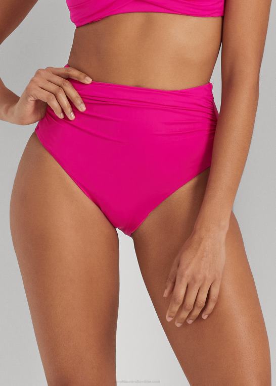 orkidé Kvinder Ralph Lauren højtaljet rynket bikiniunderdel Z426B4142