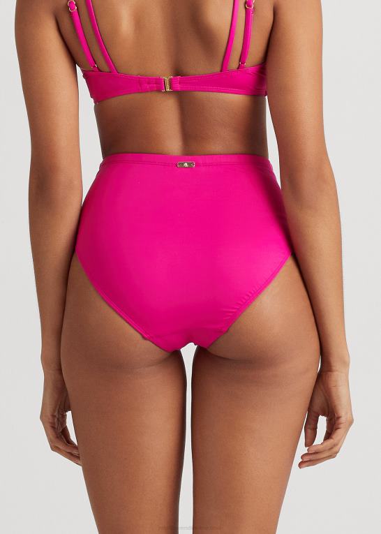 orkidé Kvinder Ralph Lauren højtaljet rynket bikiniunderdel Z426B4142