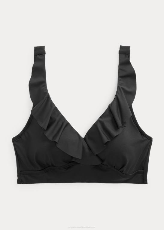 sort Kvinder Ralph Lauren bikinitop med flæsekant med v-hals Z426B4203