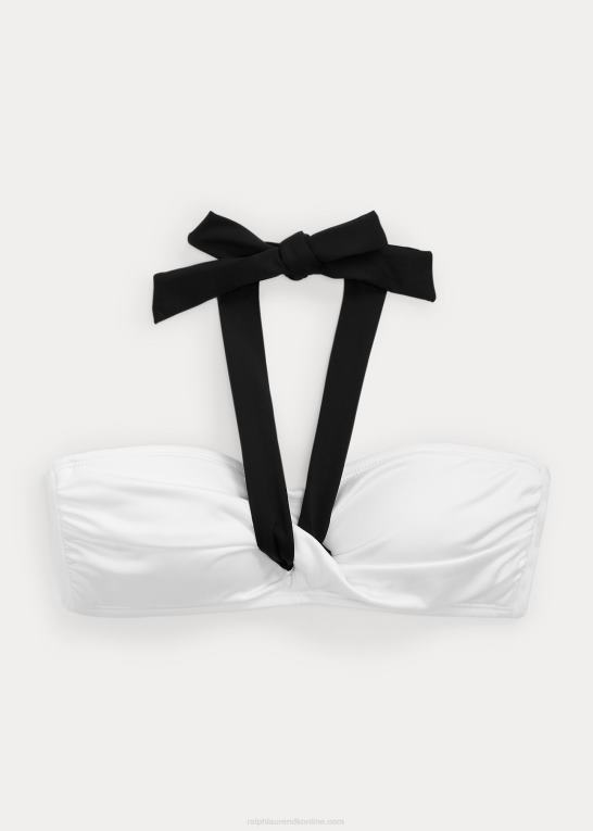 sort hvid Kvinder Ralph Lauren bandeau top med snoet front Z426B4201