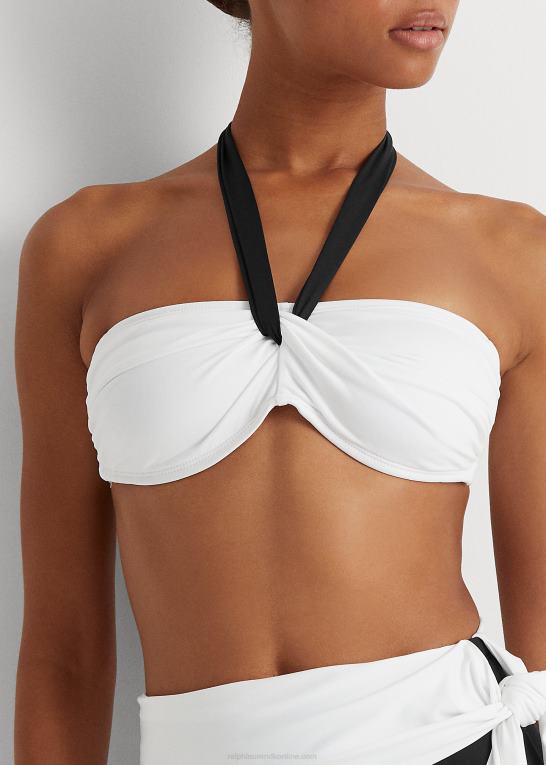 sort hvid Kvinder Ralph Lauren bandeau top med snoet front Z426B4201