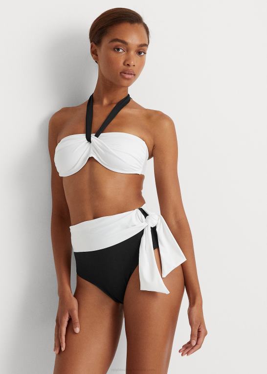sort hvid Kvinder Ralph Lauren farveblokeret bikiniunderdel med høj talje Z426B4202