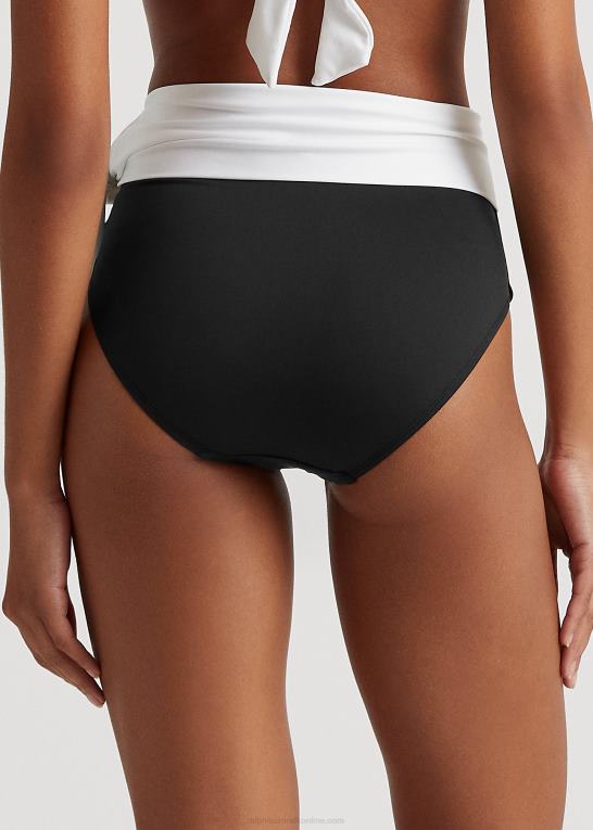 sort hvid Kvinder Ralph Lauren farveblokeret bikiniunderdel med høj talje Z426B4202