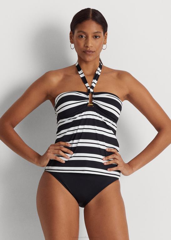 sort hvid Kvinder Ralph Lauren stribet bandeau tankini Z426B4189