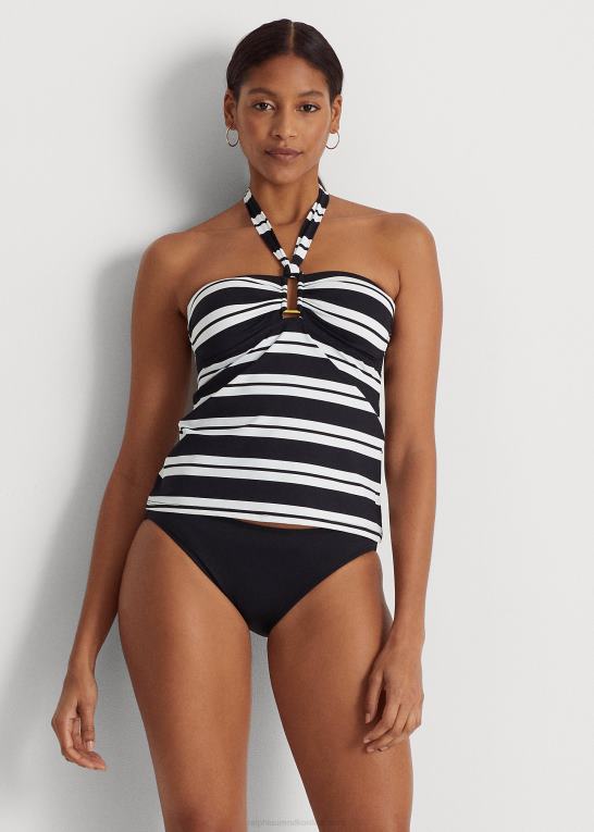 sort hvid Kvinder Ralph Lauren stribet bandeau tankini Z426B4189