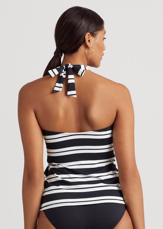 sort hvid Kvinder Ralph Lauren stribet bandeau tankini Z426B4189