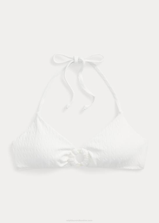 varm hvid Kvinder Ralph Lauren kabel-motiv o-ring grime bikini top Z426B3233