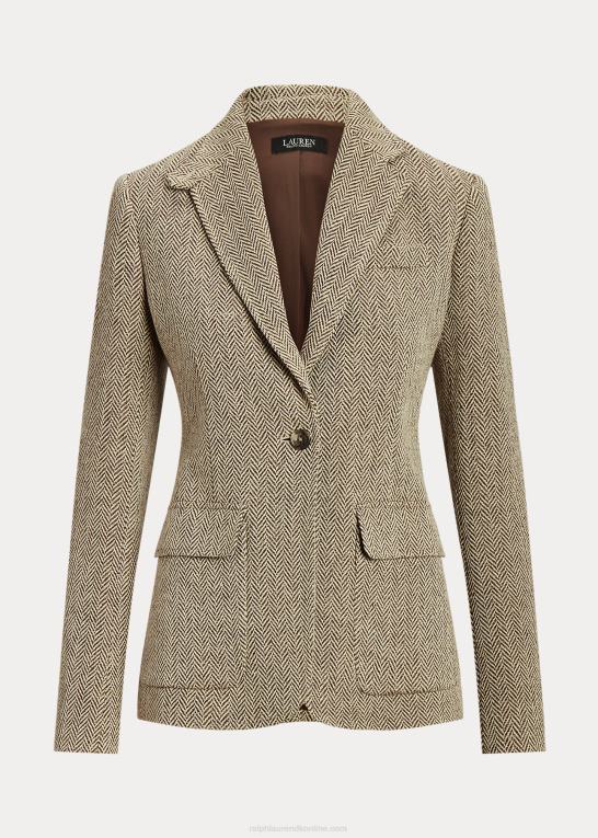brun/creme Kvinder Ralph Lauren sildebensblazer i hørblanding Z426B3979