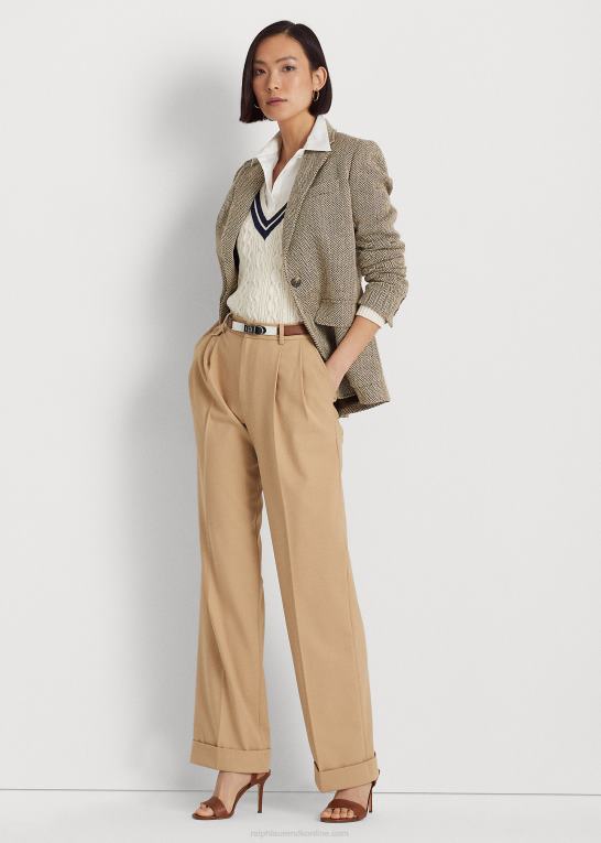 brun/creme Kvinder Ralph Lauren sildebensblazer i hørblanding Z426B3979