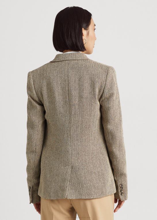 brun/creme Kvinder Ralph Lauren sildebensblazer i hørblanding Z426B3979