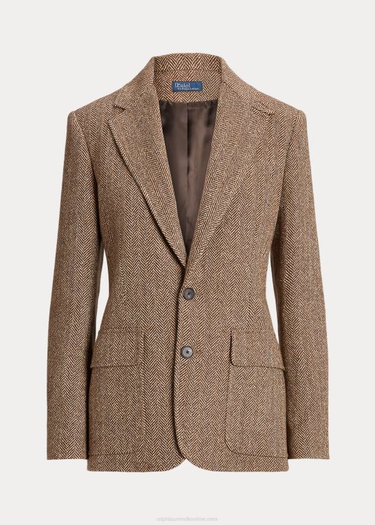 brun/cremefarvet sildeben Kvinder Ralph Lauren sildebensblazer i hør Z426B9171