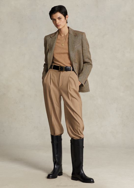 brun/cremefarvet sildeben Kvinder Ralph Lauren sildebensblazer i hør Z426B9171