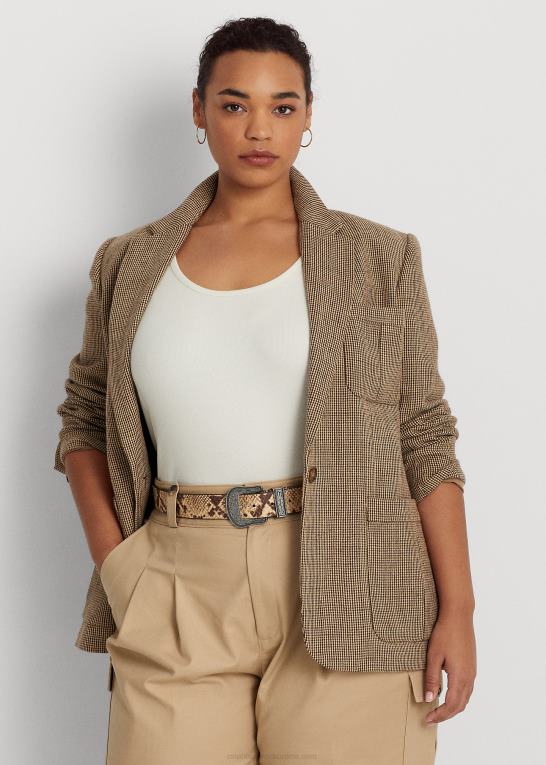 brun multi Kvinder Ralph Lauren twill blazer i bomuld-hør Z426B4784