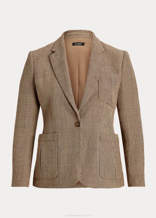 brun multi Kvinder Ralph Lauren twill blazer i bomuld-hør Z426B4784