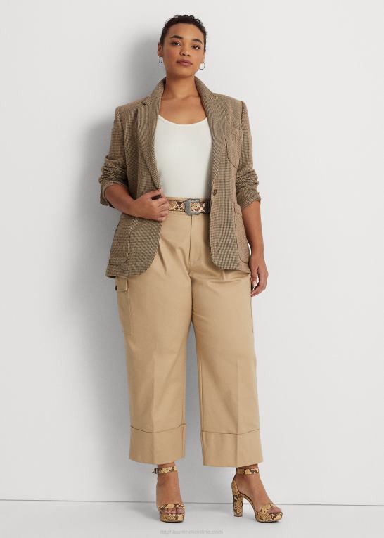 brun multi Kvinder Ralph Lauren twill blazer i bomuld-hør Z426B4784