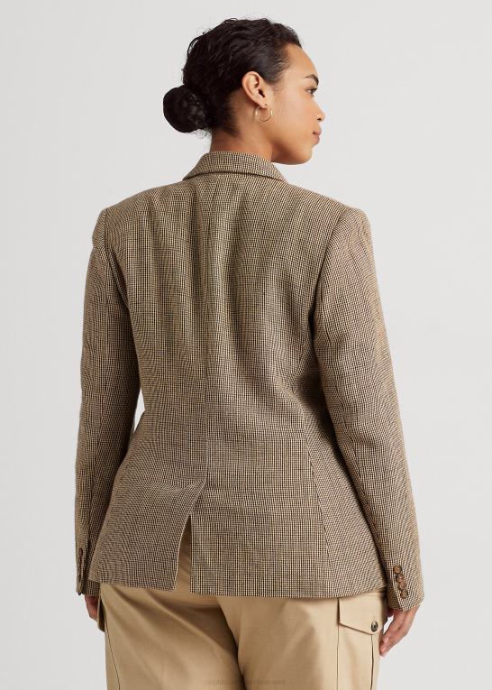 brun multi Kvinder Ralph Lauren twill blazer i bomuld-hør Z426B4784
