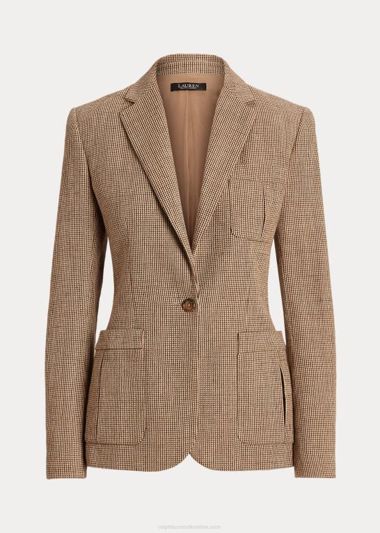 brun multi Kvinder Ralph Lauren twill blazer i bomuld-hør Z426B9524
