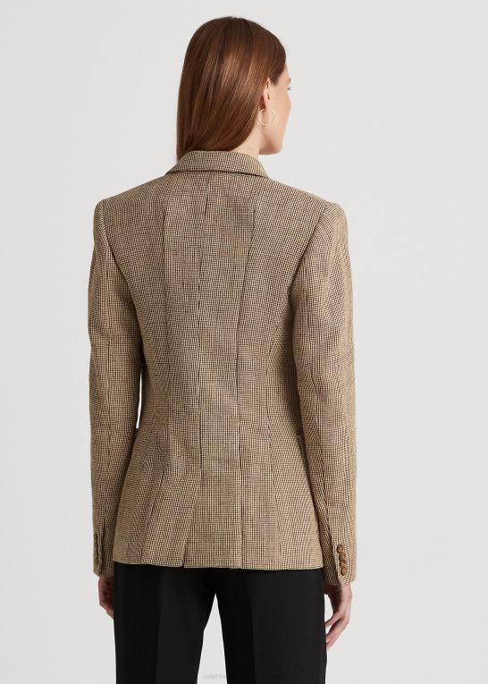 brun multi Kvinder Ralph Lauren twill blazer i bomuld-hør Z426B9524