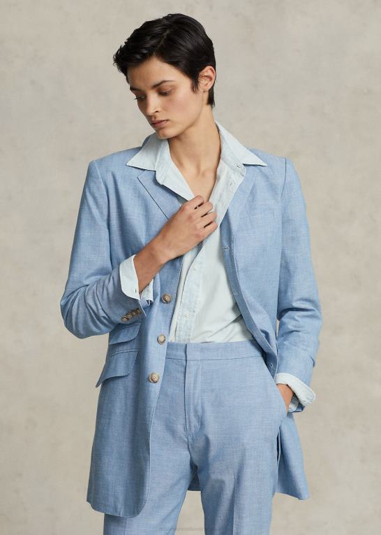 chambray Kvinder Ralph Lauren lang chambray bomulds blazer Z426B3094