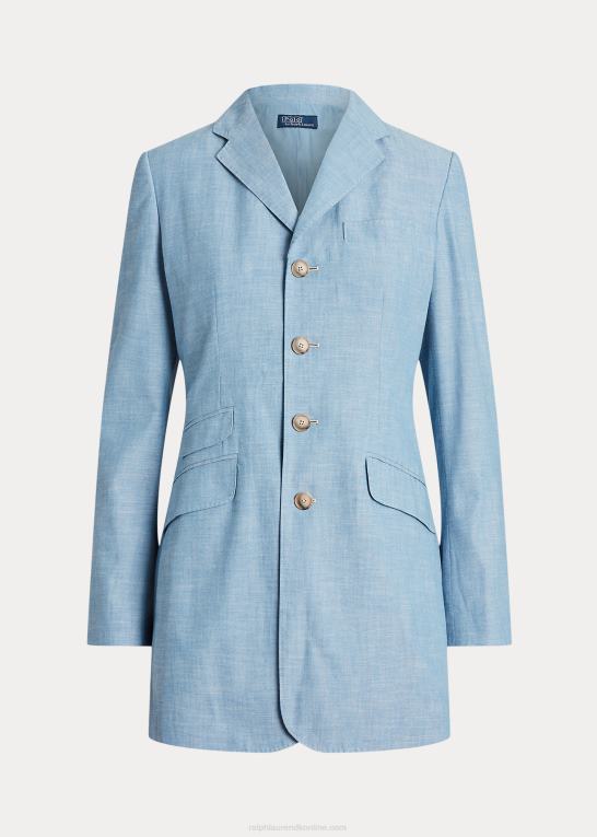 chambray Kvinder Ralph Lauren lang chambray bomulds blazer Z426B3094