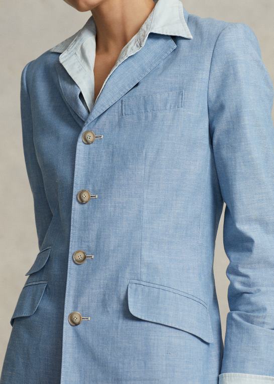 chambray Kvinder Ralph Lauren lang chambray bomulds blazer Z426B3094